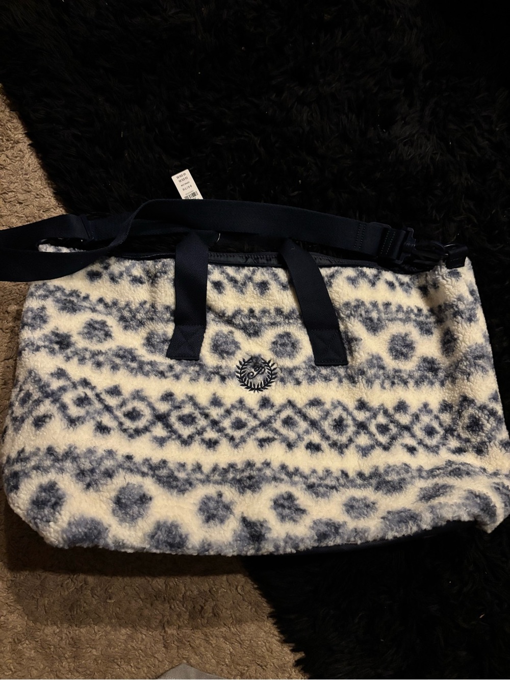 Women's Navy & Cream Patterned Tote Bag pink bag